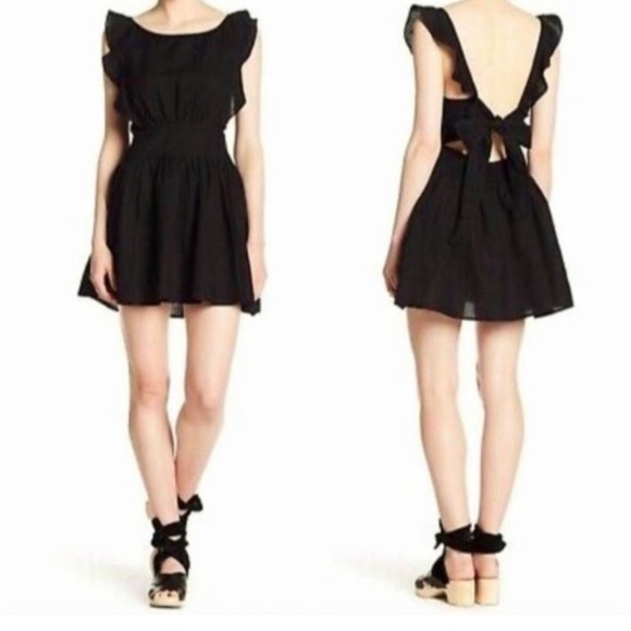 Free People Erin Black Mini Linen Dress Romper Size Women’s XS - Picture 1 of 8